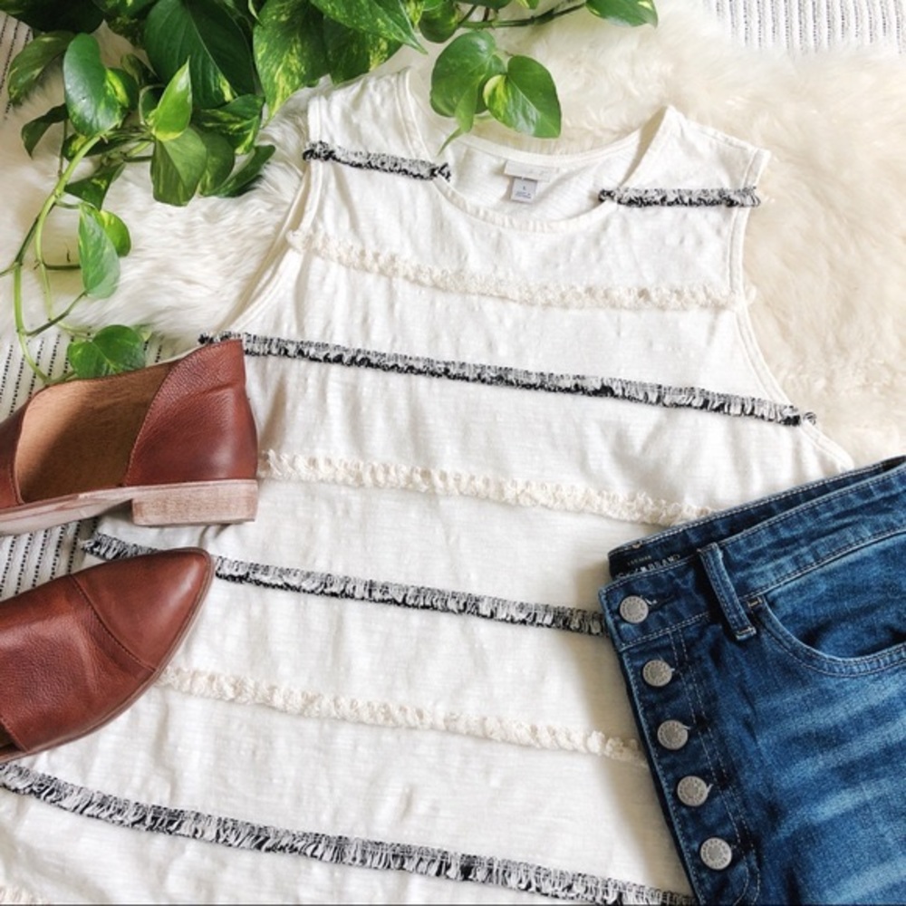 A New Day Cream Fringe Tank